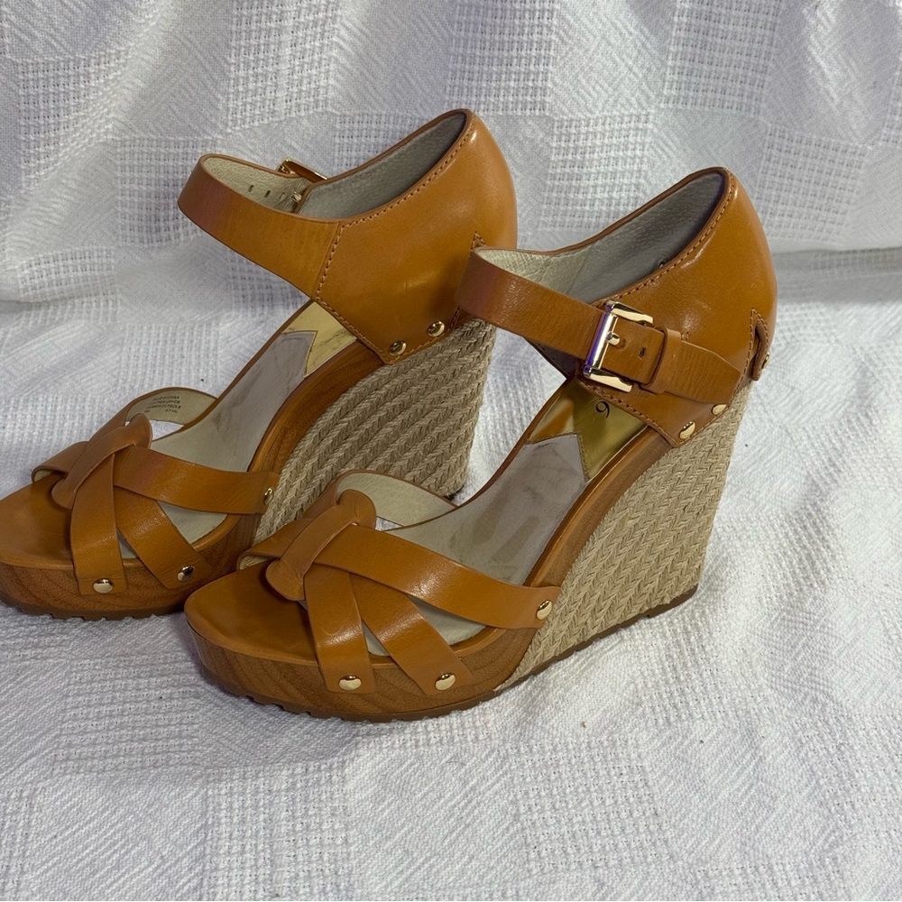 Michael Kors Women's Somerly Wedge Shoes‎ Peanut, Size: 10M Strap Jetset 6